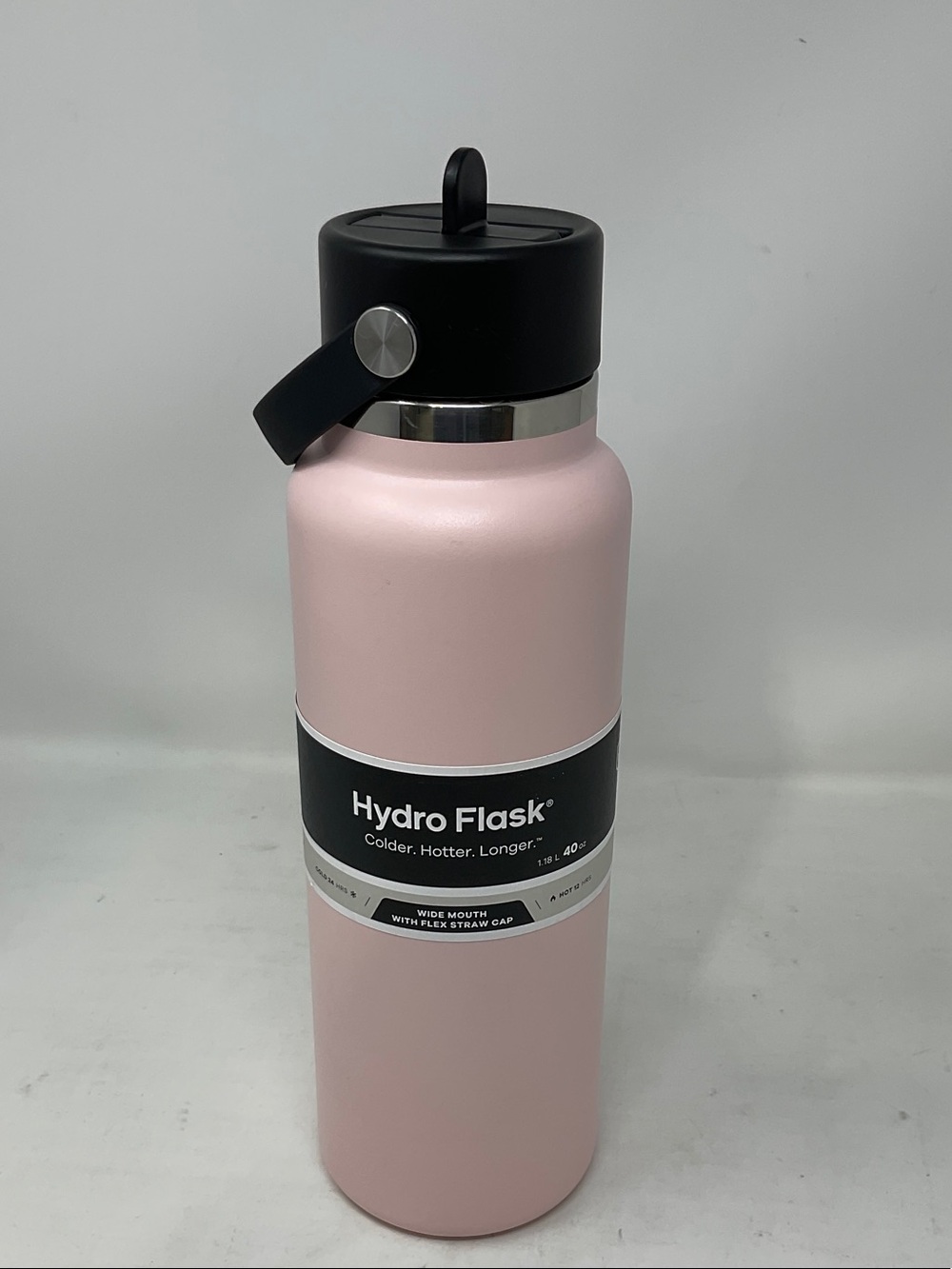 Hydro Flask Wide Mouth Bottle with Flex Straw Cap - Light Pink and Black